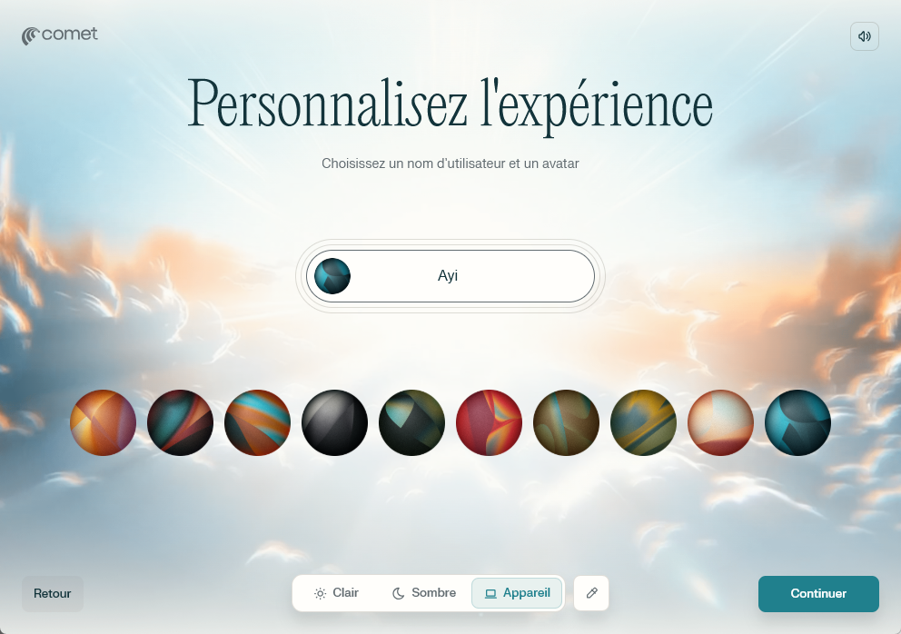 Personnalisation avatar Comet